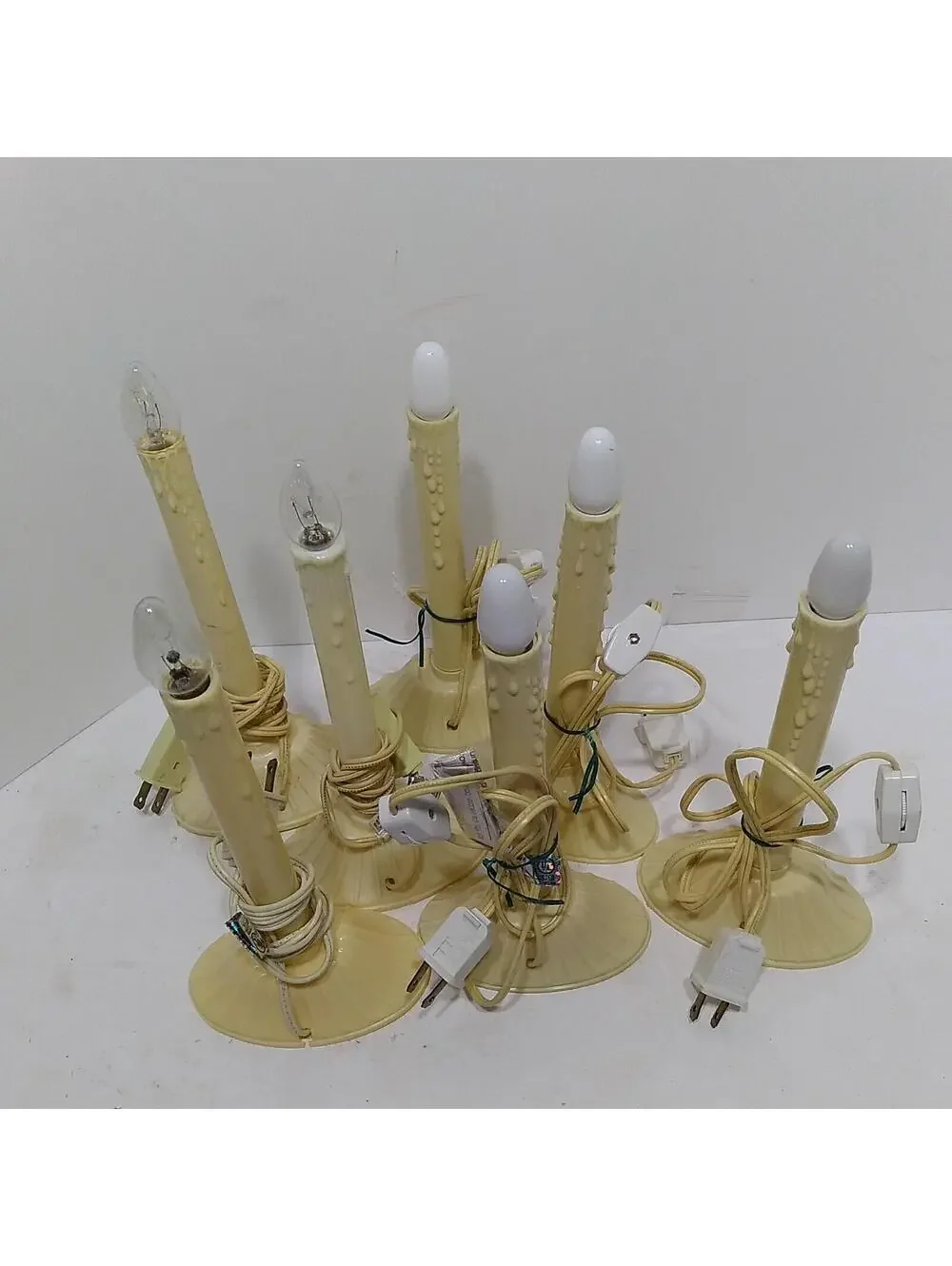 Vintage Christmas Window Single Plastic Wax Drip Candle Candolier Lot Of 7